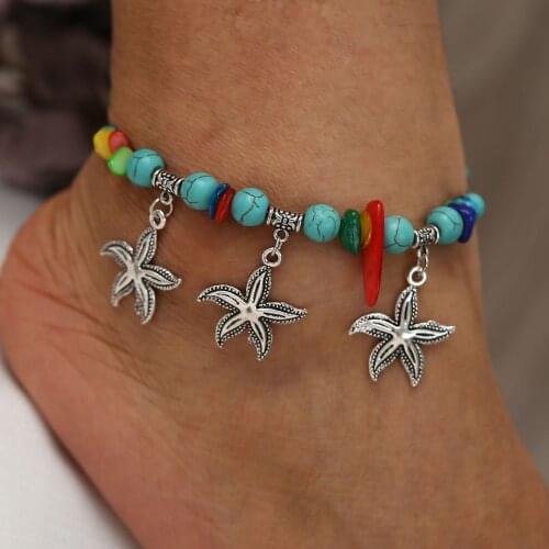 New jewelry national Turquoise Starfish Pendant Bracelet