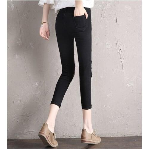 Slim Jeans For Women New 2020 Blue Denim Pencil Pants Sex Net Femmen Trousers Fit Lady Jeans Hot Sale Plus Size LX1698