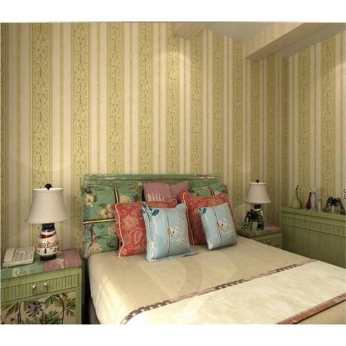 Beibehang Nonwovens Vertical Striped Wallpapers Bedroom Living Room TV Background Walls American Village Retro Wallpaper