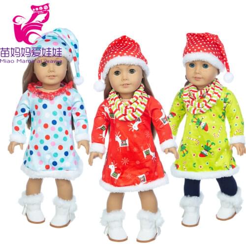 43cm baby new born doll clothes Christmas reindeer gown with santa claus hat 18 inch girl doll clothes new year gift