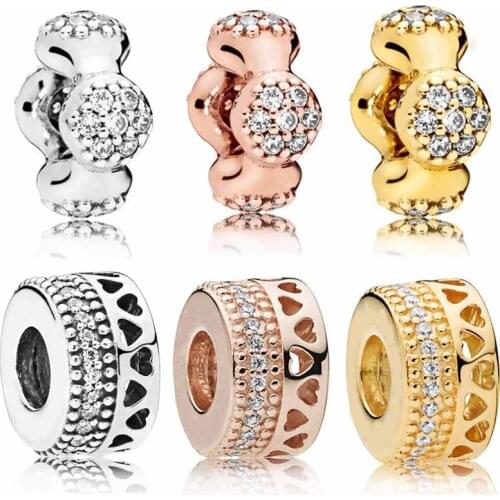 Original Rose Gold & Silver Rose Modern LovePods Spacer Bead Charms Fit Pandora Bracelet 925 Sterling Silver Bead DIY Jewelry