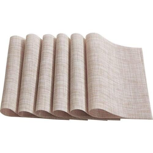 Placemats Beige Place Mats Placemats Wipeable Easy to Clean Table Placemats Set of 6 for Dining Kitchen Restaurant Table