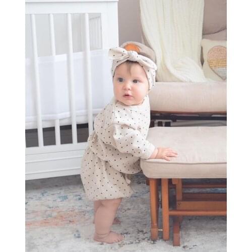 Baby Boys Girls Casual T-shirt and Shorts Set Fashion Polka Dots Long Sleeve Tops and Short Pants, 0-24Months