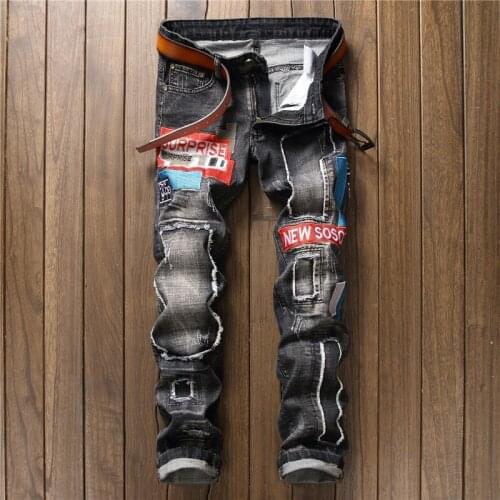 Young Man Casual Pantalones Skinny Biker Embroidery Elasticity Jeans Men Spring Autumn Mens Jeans