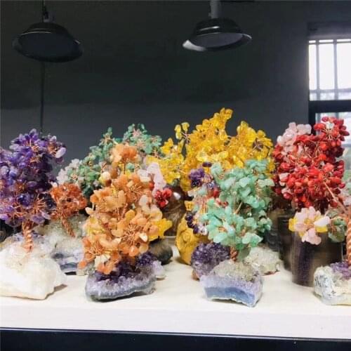 Natural crafts Spiritual healing stones crystal hand made money tree for sale