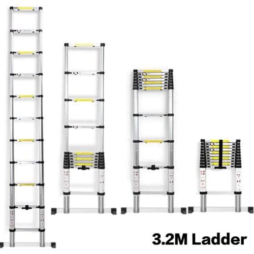 Industrial Ladder Foldable Telescopic Herringbone Stable Non-Slip Aluminum Ladder Household Step Ladder Straight Ladder HWC