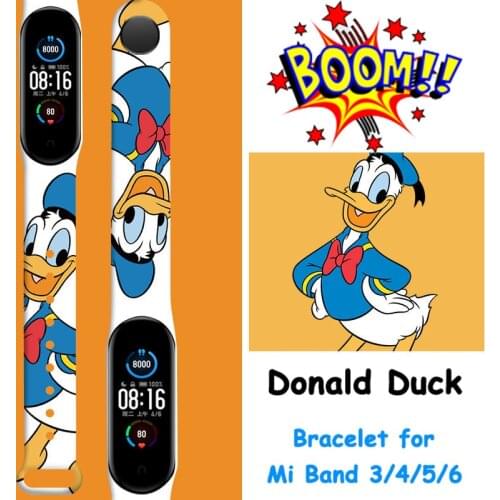 Disney Donald Duck Anime Strap for Xiaomi Band 5 4 3 NFC Silicone Wristband Bracelet Replacement for Mi Band 6 Wrist Strap