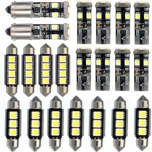 21Pcs Car LED Bulbs Canbus Interior Mirror Lighting Dome Map Lamp Kit License Plate Light Bulbs For BMW E46 Sedan M3 1999-2005