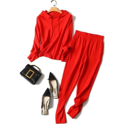 30%cashmere 70% wool sweater women Autumn winter new wool and cashmere suit womens two-piece sweater loose pullover swea