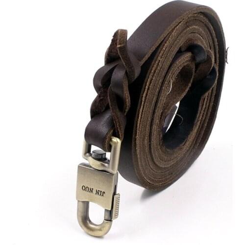 Top Layer Cowhide Pull Strap Medium & Large Dog Lock Chain Pet Dog Leash Personalised Dog Accessories High Quality Traction Rope