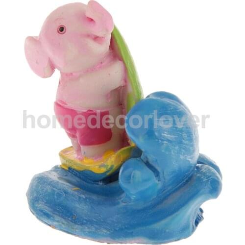 Adorable Elephant with Boat Resin Miniature Landscape Bonsai Decoration