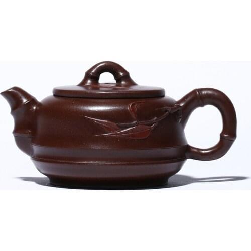 Yixing Handmade Purple Clay Pot Raw Ore Clear Cement Elegant Ware Bamboo Drum Imitation Old Style Creative Household Teapot