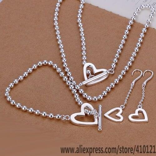 S089 High Quality Anniversary Gifts Jewelry Sets,Wholesale Jewelry Elegant Charms Fashion Heart-Shaped Bean To Three-Piece