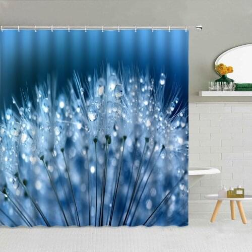 Dandelion Water Drops Shower Curtain Purple Lavender High Quality Fabric Bathroom Supplies With Hooks Cloth Curtains Home Decor