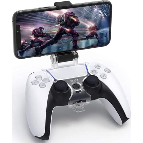 Clip Mount for PS5 DualSense Wireless Controller Mobile Phone Clamp Bracket Holder w/ Adjustable Stand for PlayStation 5 Gamepad