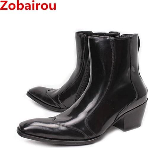 Black combat boots for sale dress military boots work shoes men side zipper chelsea ankle boots cowboy boots men