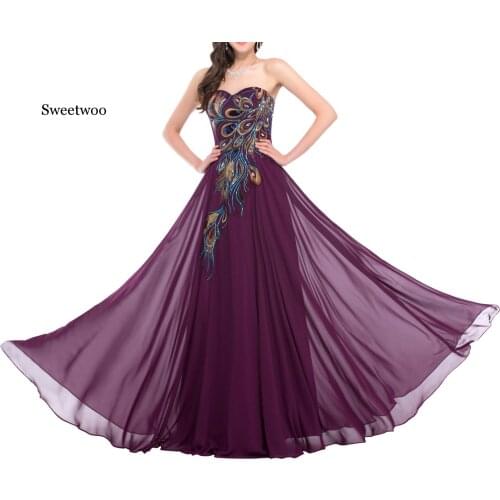 Sweetwoo Women dress Strapless Chiffon luxury elegant print back lace-up ladies retro Party Dress vestido