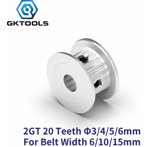 GKTOOLS GT2 2GT 20 Teeth Tooth Idler Timing Pulley Bore 4/5/6mm for 6mm/10mm timing Belt Used In Linear 3D Printer Parts
