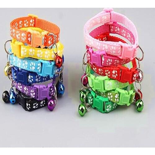 1PC Durable with Bells Cat Collar Teddy Bomei Dog Cartoon Funny Footprint Collars Leads For kitten pet Accessories Animal Goods