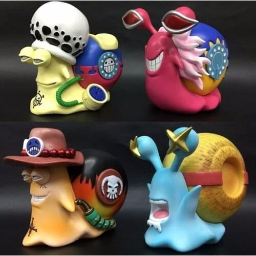 2021 New Anime One piece Ace Luffy Den Den Mushi Law Doflamingo Telephone Snail Worm Action Figure Model Collection Boys Gift