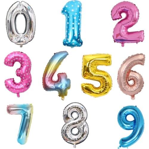 32inch 7 Color Number Foil Balloons Baby Shower Birthday Party Decorations Wedding Figure Balloon Party Supplies Globos