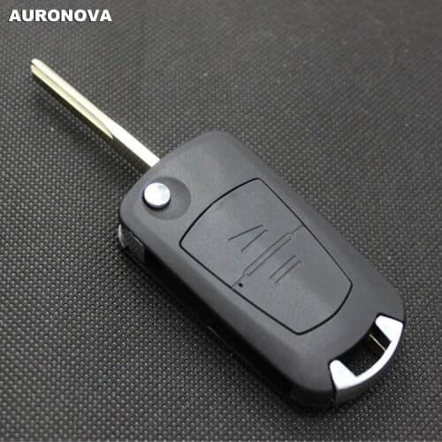 AURONOVA New Flip Folding Key Shell for Opel Vectra Corsa 2 Buttons Remote Car Key Case Side Groove Blade