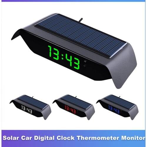 Solar Car Clock Thermometer Luminous High-precision Electronic Temperature Monitor LCD Digital Temperature Monitor Accessories