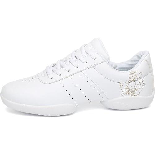 White Aerobic Shoes Childrens Adult Fitness Shoes Gymnastics Sports Dance Shoes for Women Cheerleading Shoes