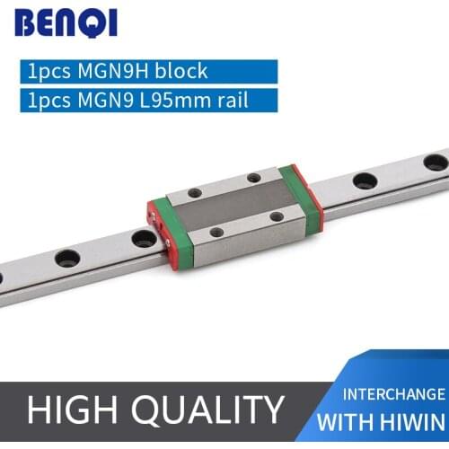 FREE SHIPPING 9mm linear guide block MGN9H 1pc + rail MGN9 L =95mm 1pc