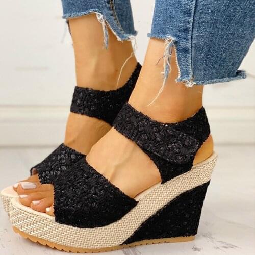 Wedges Shoes For Women 2020 Summer Womens Ladies Platform Heel Sandals Floral Flower Lace-up Shoes Footwear Buty Damskie#g3