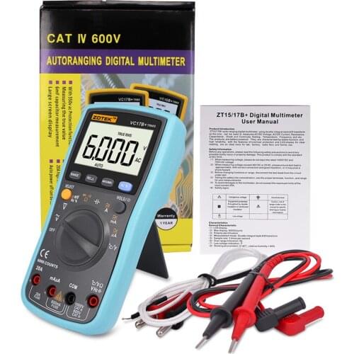 ZOTEK VC17B Digital Multimeter 6000 Counts Backlight AC DC Ammeter Voltmeter Ohm Capacitance Meter Portable Multimeter