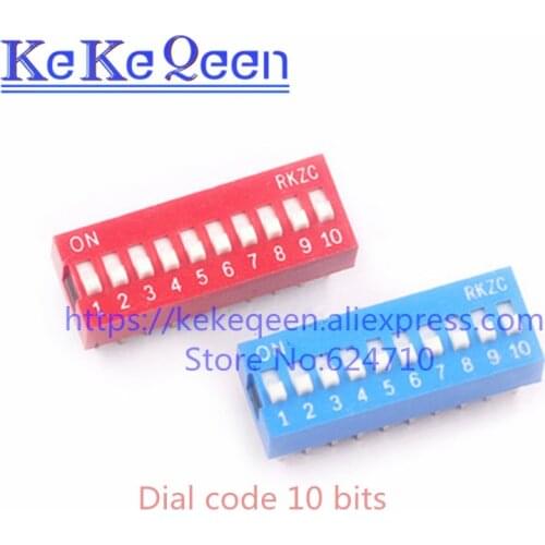 100PCS/LOT Direct dial code switch DIP switch Color Red Blue DS-10 10Bit 10 Position Coding DS pitch Side Pin=2.54mm
