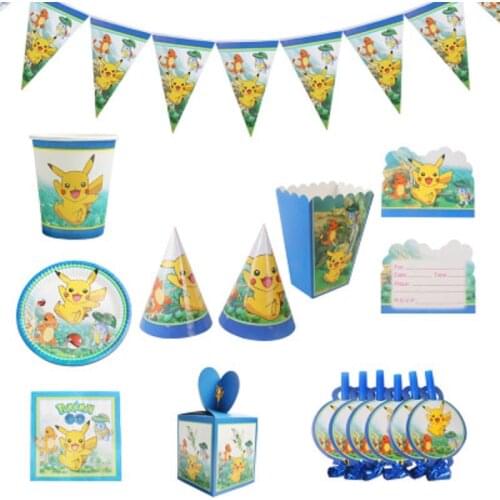 18 Style Pokemon Theme Figures Pikachu Birthday Party Decoration Dinner Plate Table Spoon Anime Figure Tableware Toy Kid Gift