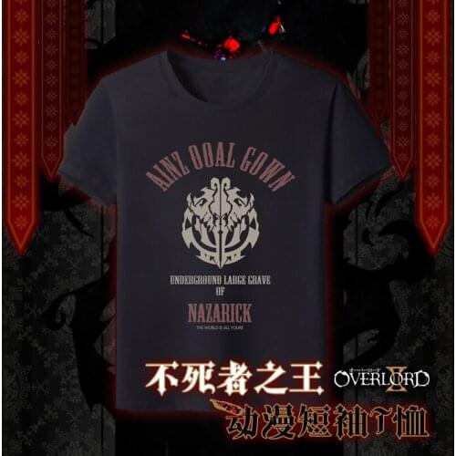 Overlord Anime Unisex T-shirt Summer Cotton Short Sleeve Shirt TEE Tops Nice Pattern Color Black