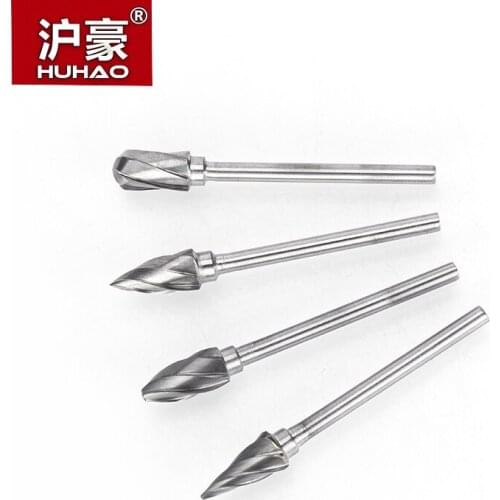 HUHAO 1pc 3mm Shank Tungsten Steel Cutter Metal Grinding Carving Rotary File Cylindrical Router Bit For Metal Polishing