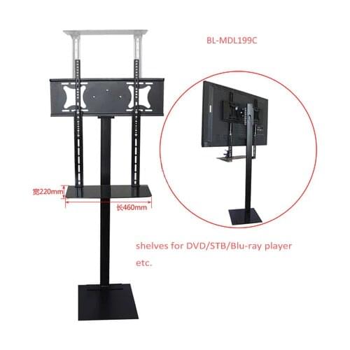 32-70 inch LCD LED Plasma TV Mount Floor Stand Tilt Swivel Monitor Holder AD Display With DVD Holder Height Adjustable