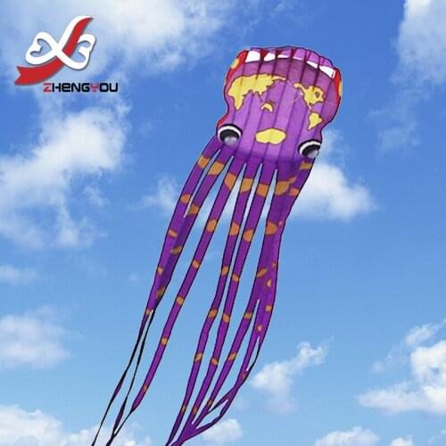 Latawiec toys wind tunnel soft kite windsock 30m Purple world map Octopus kite flying beach kite fun gift single line kites bar