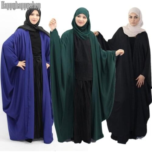 Muslim Bat Sleeve Cardigan Abaya Dubai Maxi Dress Long Robe Kimono Ramadan Arab Islamic Kaftan Gown Prayer Clothing