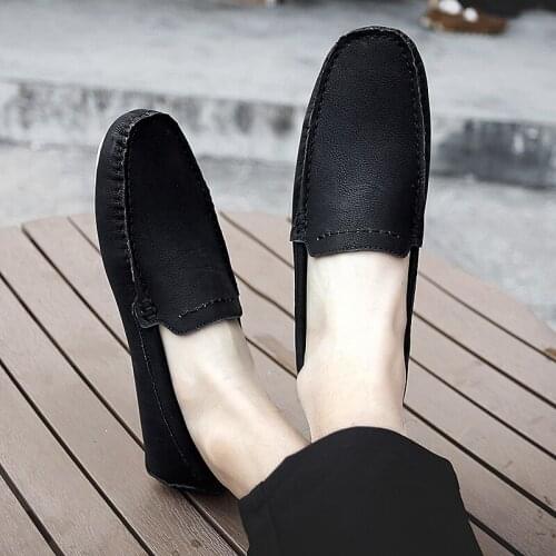 Men Genuine Leather Casual trend Comfortable Shoes Breathable Loafers Footwear Walking Mens Peas Shoes Large size 38-47