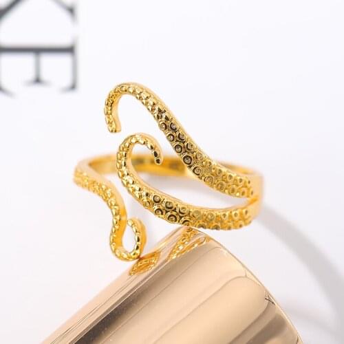 2020 New Fashion Creativity Octopus Tentacle Adjustable Gothic Rings For Women Men Gold silver color Vintage Rock Rings Jewelry