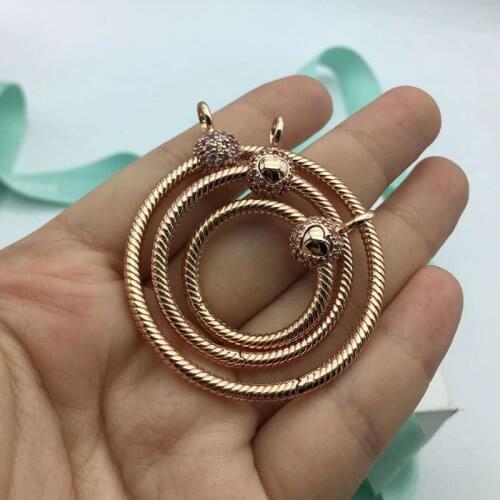 Rose Moments Small Medium Large Beaded Pave O Pendant Charms Fit 925 sterling silver Charm beads Necklace Jewelry DIY Making