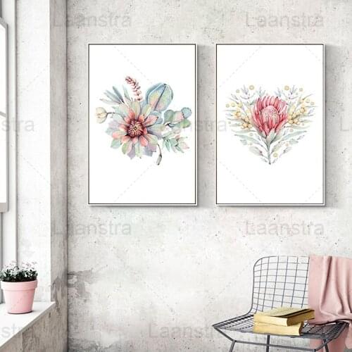 Simple Plant Home Decoration Painting Flowers Living Room Wall Canvas Poster Minimalist Black and White English Swash Text Print