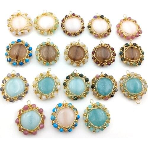 Wire Wrapped pendant gems stone paved with multi stone connector for necklace bracelets jewelry DIY jewelry