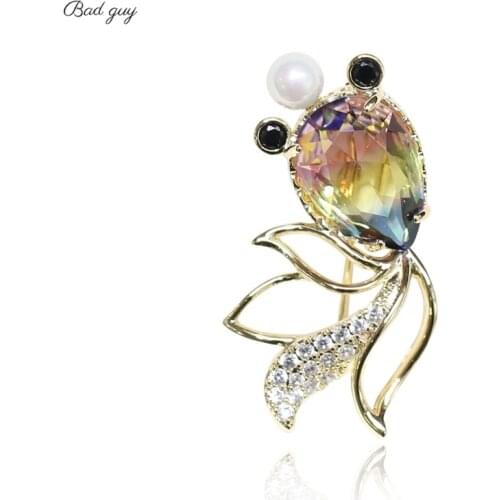 Multicolor Little goldfish Brooch For Womens crystal pin Jewelry Office Clothes Scarf Buckle Garment Accessories Brooches Gift