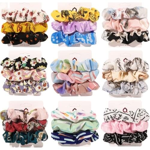 Ruoshui Woman New Scrunchie Printed Hair Ties Rubber Band Elastic Hairband Girls Ponytail Holders Lady Hair Accessories Headwear