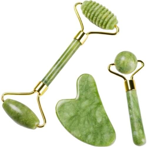 Facial Massage Roller Guasha Board Tools Double Heads Jade Stone Face Lift Body Skin Relaxation Slimming Beauty Neck Thin Lift
