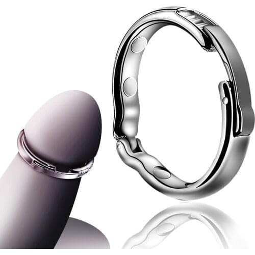 RUNYU 2 Dia for Choose Adjustable 5 Size Magnetic Physiotherapy Metal V Type Circumcision Erection Penis Cock Ring Sex Toy Male