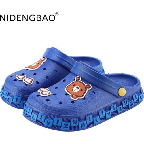Summer Children Slipper Kids Beach Hole Shoes Nop Slip Soft Boys Girls Sandals Outdoor Cartoon Breathable Flat Student Slippers