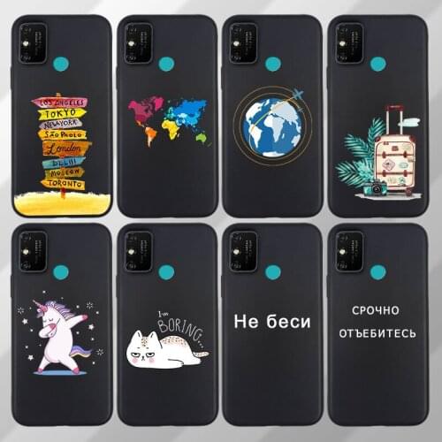 Matte Case For Huawei Y5P Y7P Y8P 2020 Honor 9A 9C 9S Case Silicone Soft TPU Bumper Back Cover Travel Map For Honor 9C Case Bag