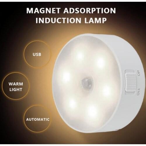 Motion Sensor LED Night Lamp USB Rechargeable Bedroom Wall Lamp Stairs Intelligent Body Induction Night Lamp 600 MA Battery